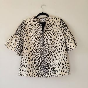 Emerson Fry Leopard Linen Bell Sleeve Top Blouse